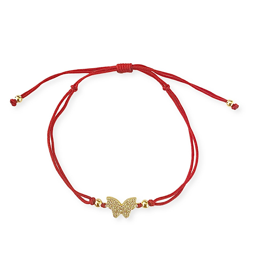 Butterfly Sparkle Red Thread Bracelet