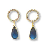 Krista Circle Teardrop Gemstone Statement Earrings