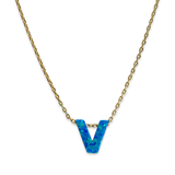 Initial Blue Opal Necklace