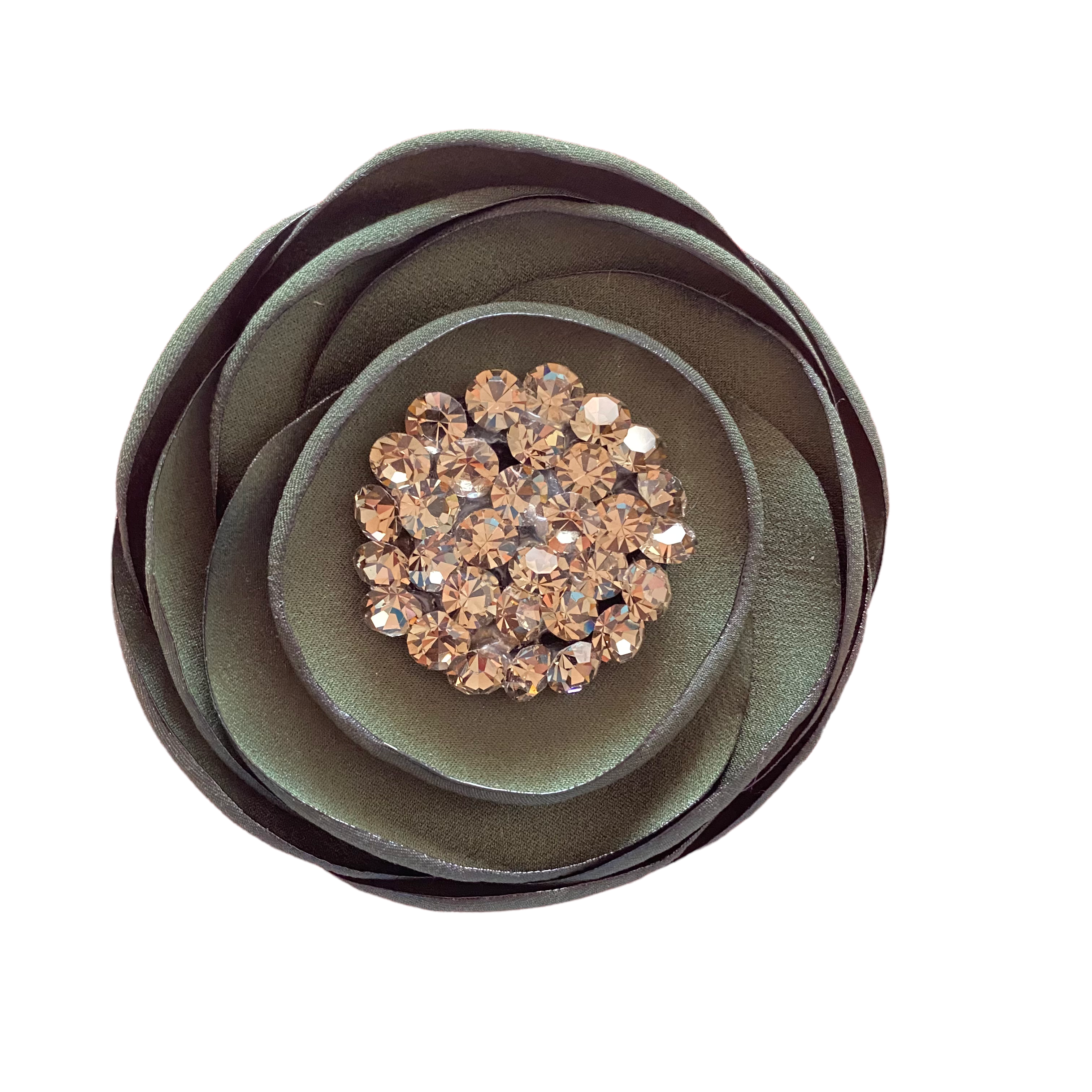 Crystal Magnetic Round Flower Brooch
