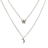 Layered Moon Star Necklace