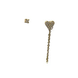 Heart Chain Unbalanced Stud Gold Set