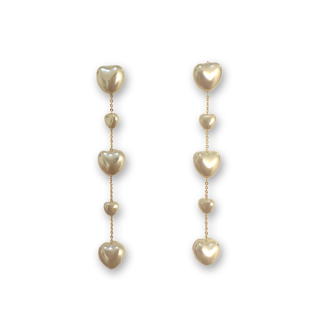 Noellery Pearl Heart Drop Earrings