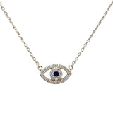 Evil Eye Sapphire Puff Necklace