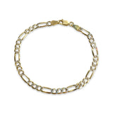 Two Tone Figaro Chain 5mm 7” Thick Bracelet