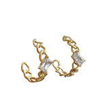 Chain Link Baguette Hoop Earrings