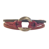 Karen Metal Disc Leather Bracelet