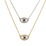 Evil Eye Sapphire Puff Necklace