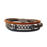 Karen Cuban Chain Leather Bracelet