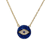 Evil Eye Sparkle Disc Necklace