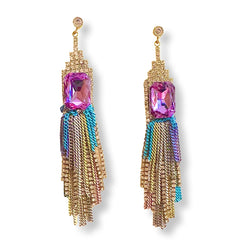 Krista Emerald Cut Chandelier Statement Earrings