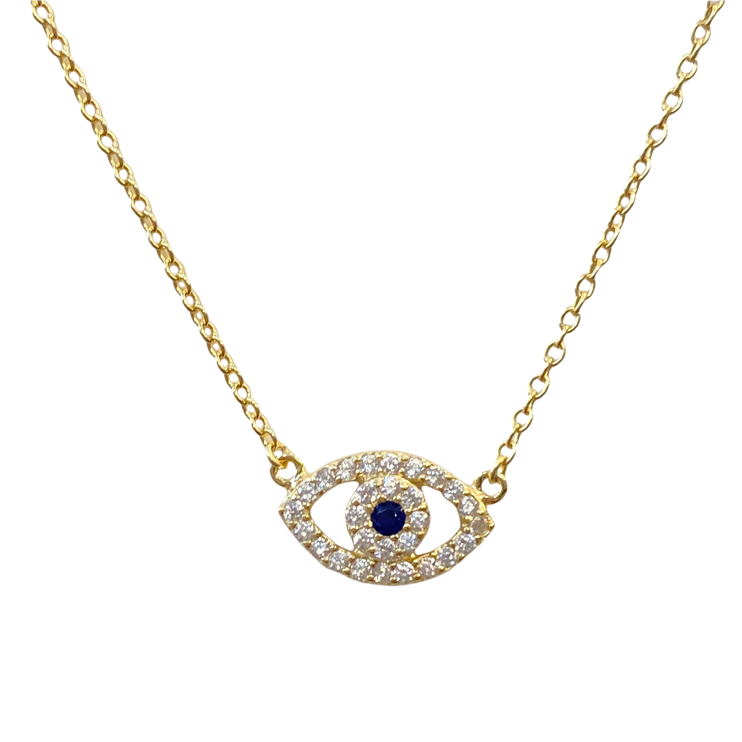 Evil Eye Sapphire Puff Necklace