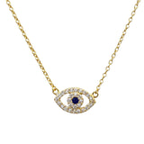 Evil Eye Sapphire Puff Necklace