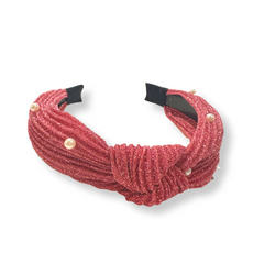 Pearl Ruched Glitter Knot Headband