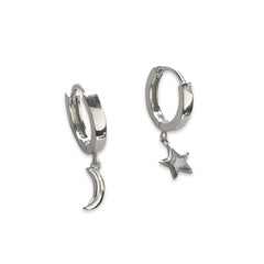 Moon Star Charm Huggies