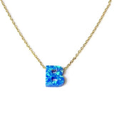 Initial Blue Opal Necklace