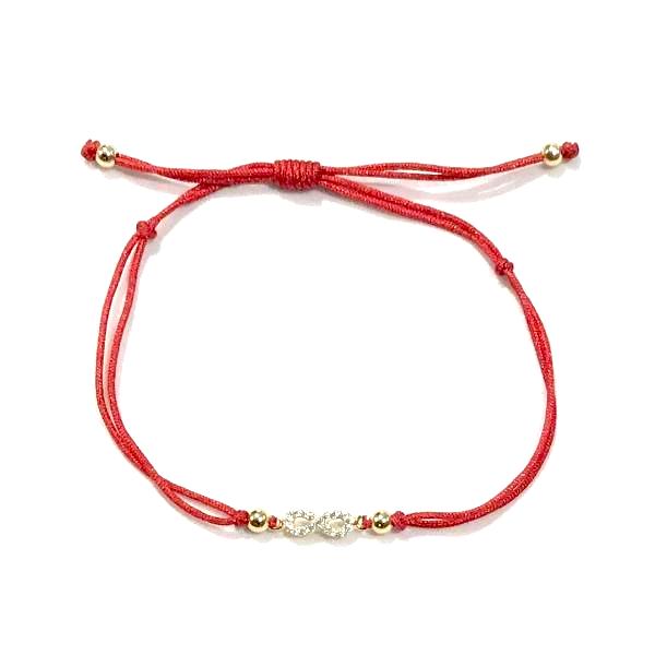 Infinity Tiny Red Thread Bracelet - Gold