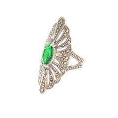 Noellery Emerald Marcasite Statement Ring