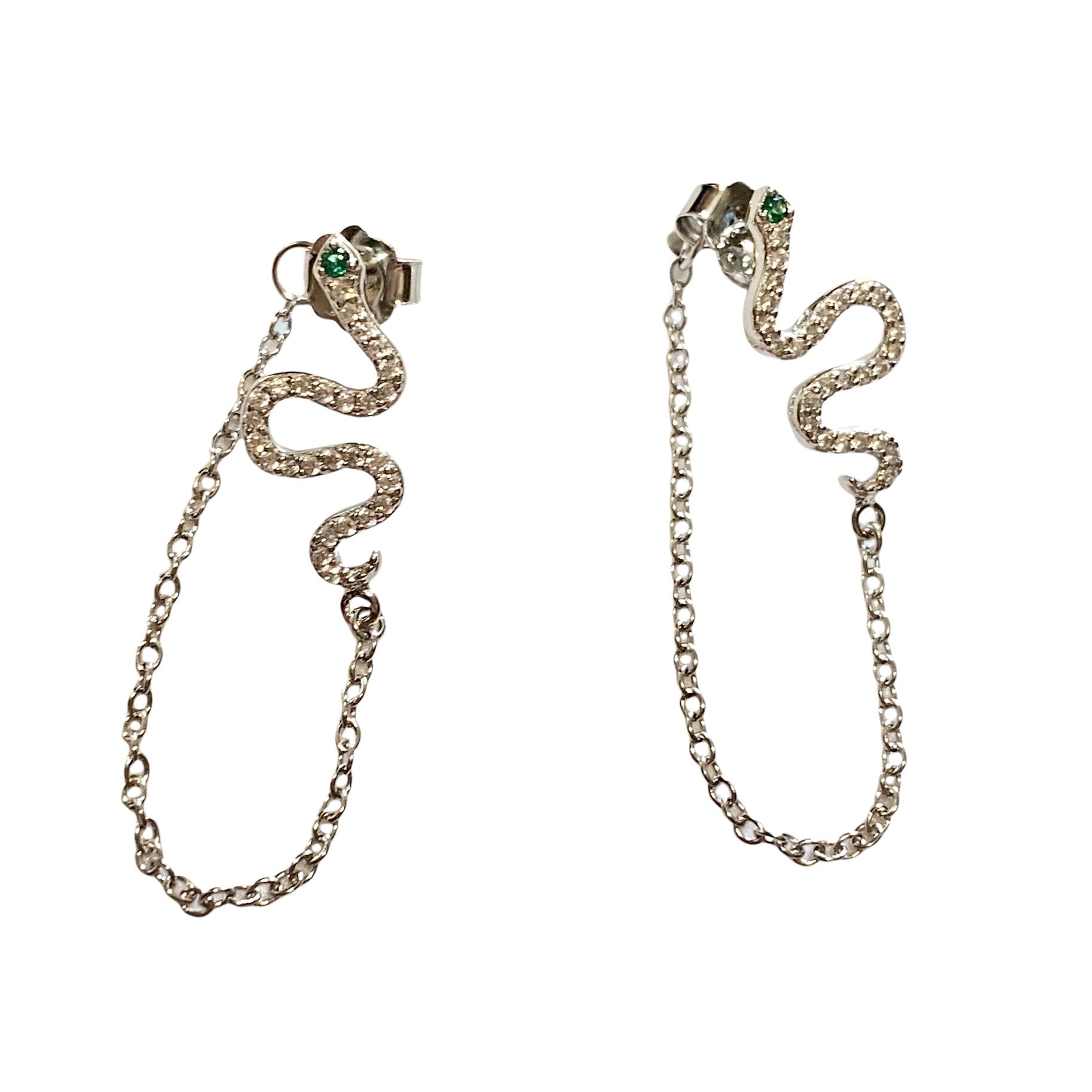 Sterling Silver Snake Chain Stud Earrings