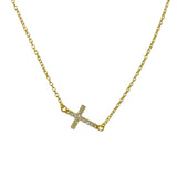 Cross Mini Sparkle Sideways Necklace
