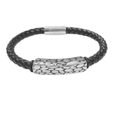 Joellery Stainless Steel Men's Leather Bracelet