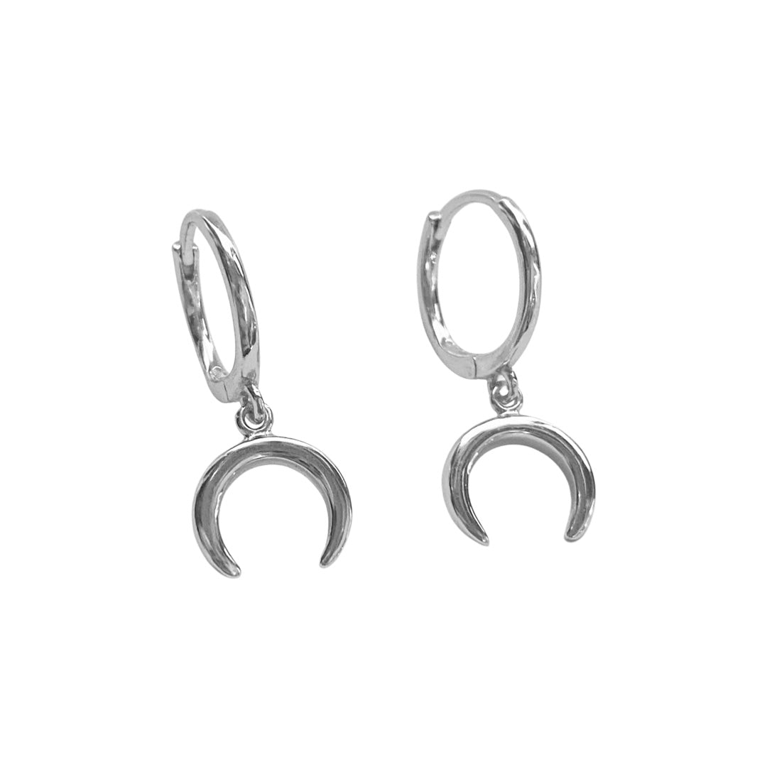 Sterling Silver Crescent Moon Huggies