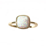 Opaline White Opal Square Ring