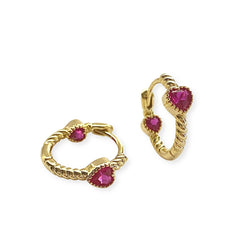 Inside Out Twist Heart Bezel Huggies