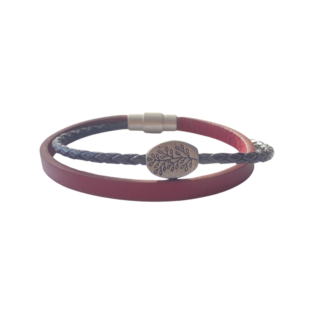 Vine Branch Charm Leather Bracelet