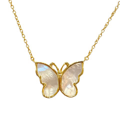 Sterling Silver Mother of Pearl Butterfly Necklace