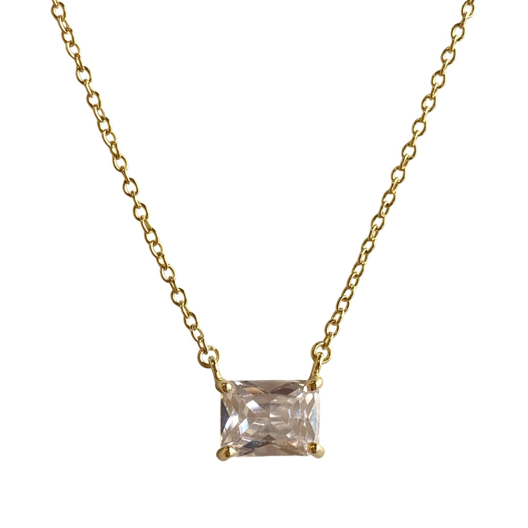 Amy East West Birthstone Rectangle Necklace