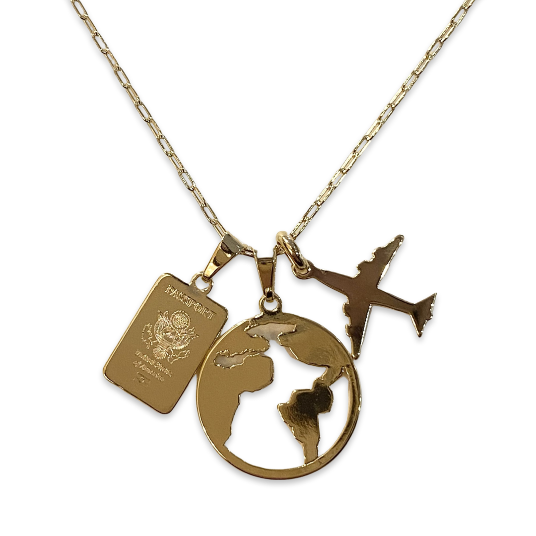 Noellery Gold Filled Travel Globe Theme 20” Necklace