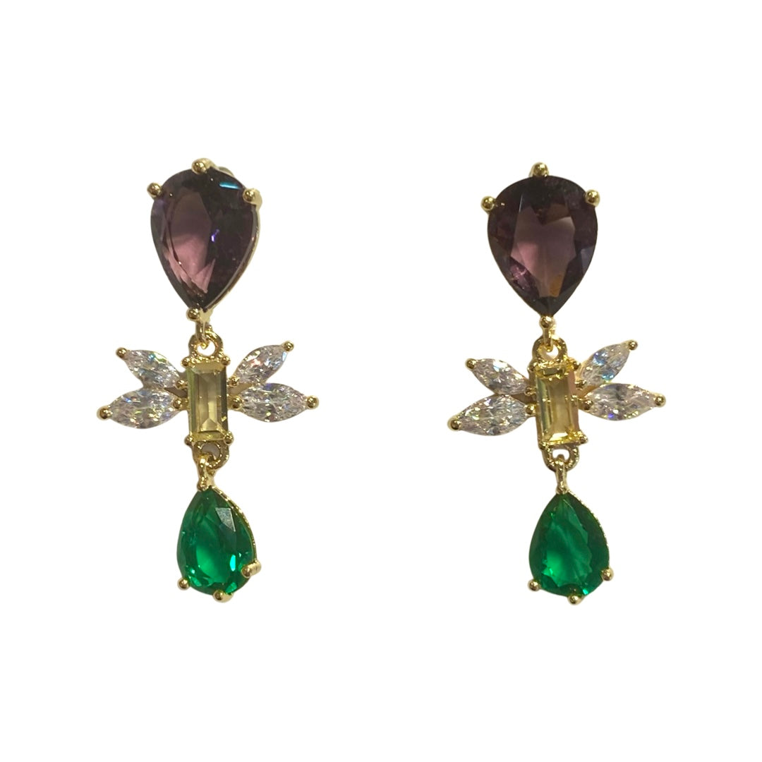 Dragonfly Emerald Statement Earrings
