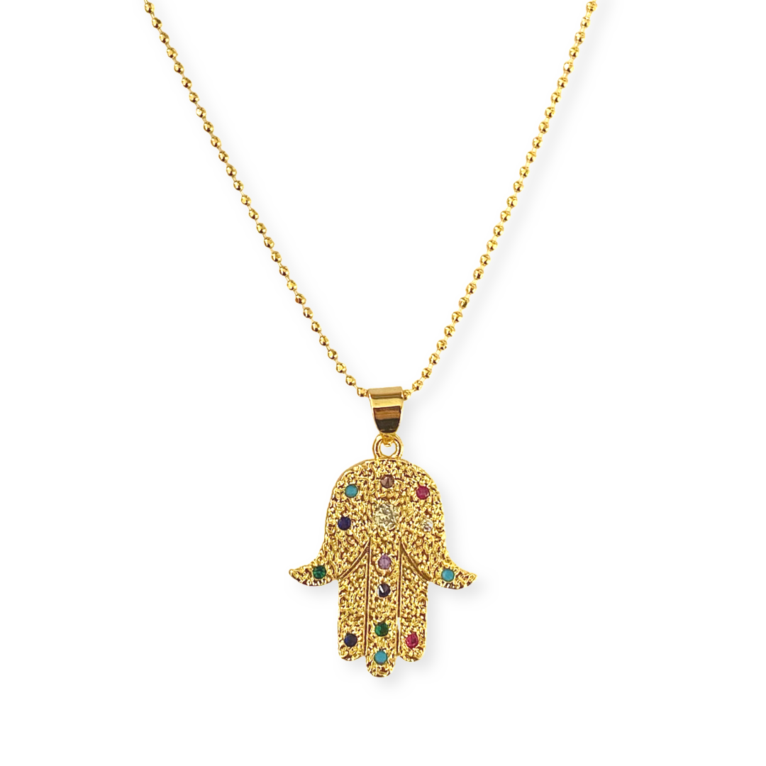 18K Gold Filled Sparkle Hamsa Necklace