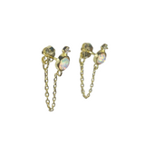 Opaline White Opal Chain Studs