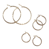 Sterling Silver Striped Pattern Clasp Hoops