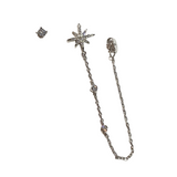 Starburst Bezel Chain Unbalanced Earrings