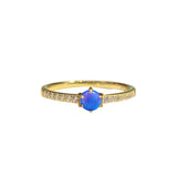 Opaline Half Sparkle Blue Opal Ring