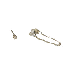 Heart Chain Unbalanced Stud Silver Set