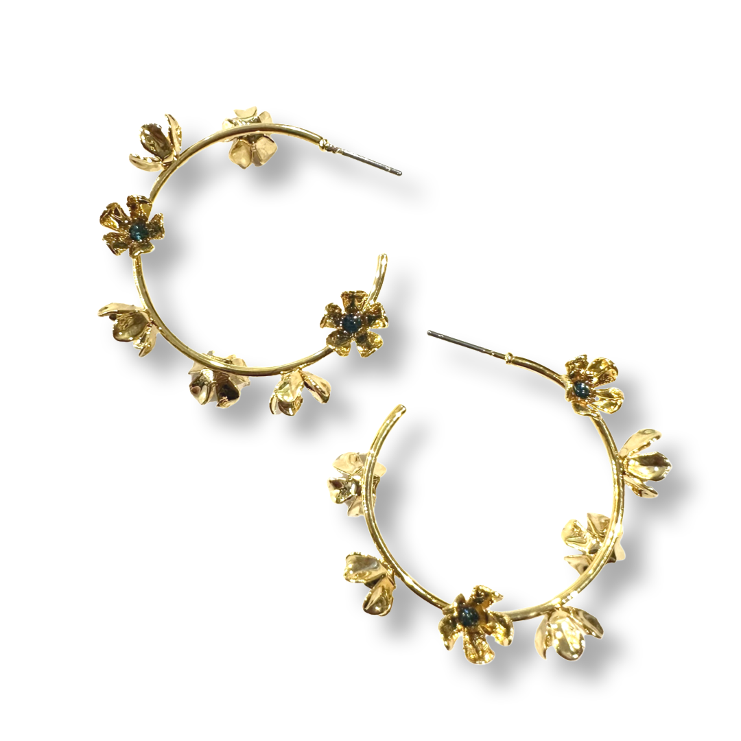 Krista Gold Flower Hoop Earrings