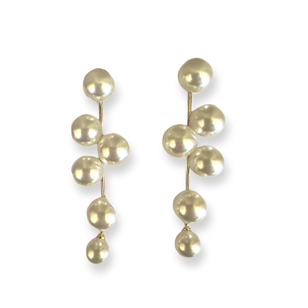 Pearl Cluster Station Statement Earrings