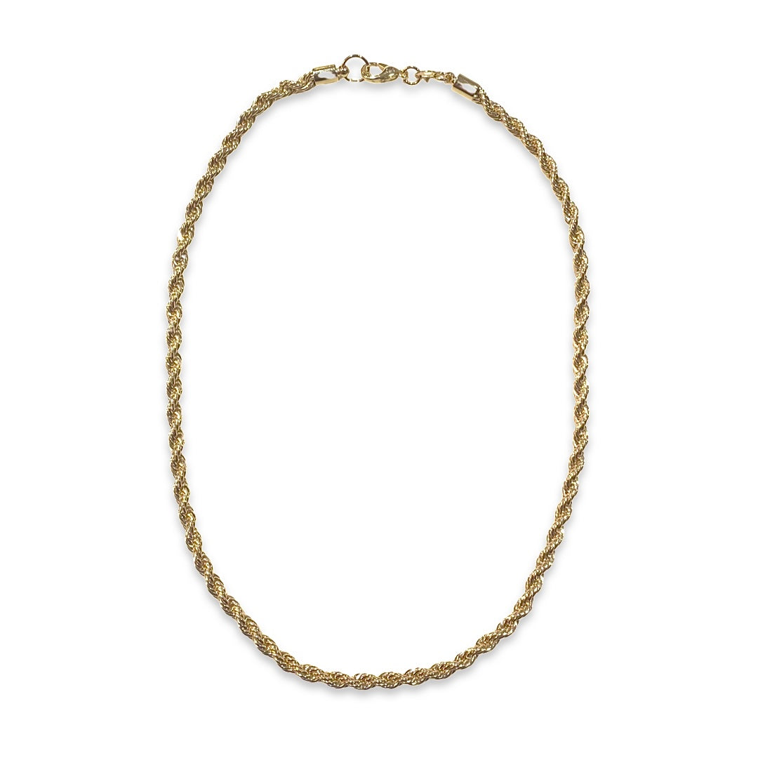 18K Gold Filled Rope Twist 4mm Chain Necklace