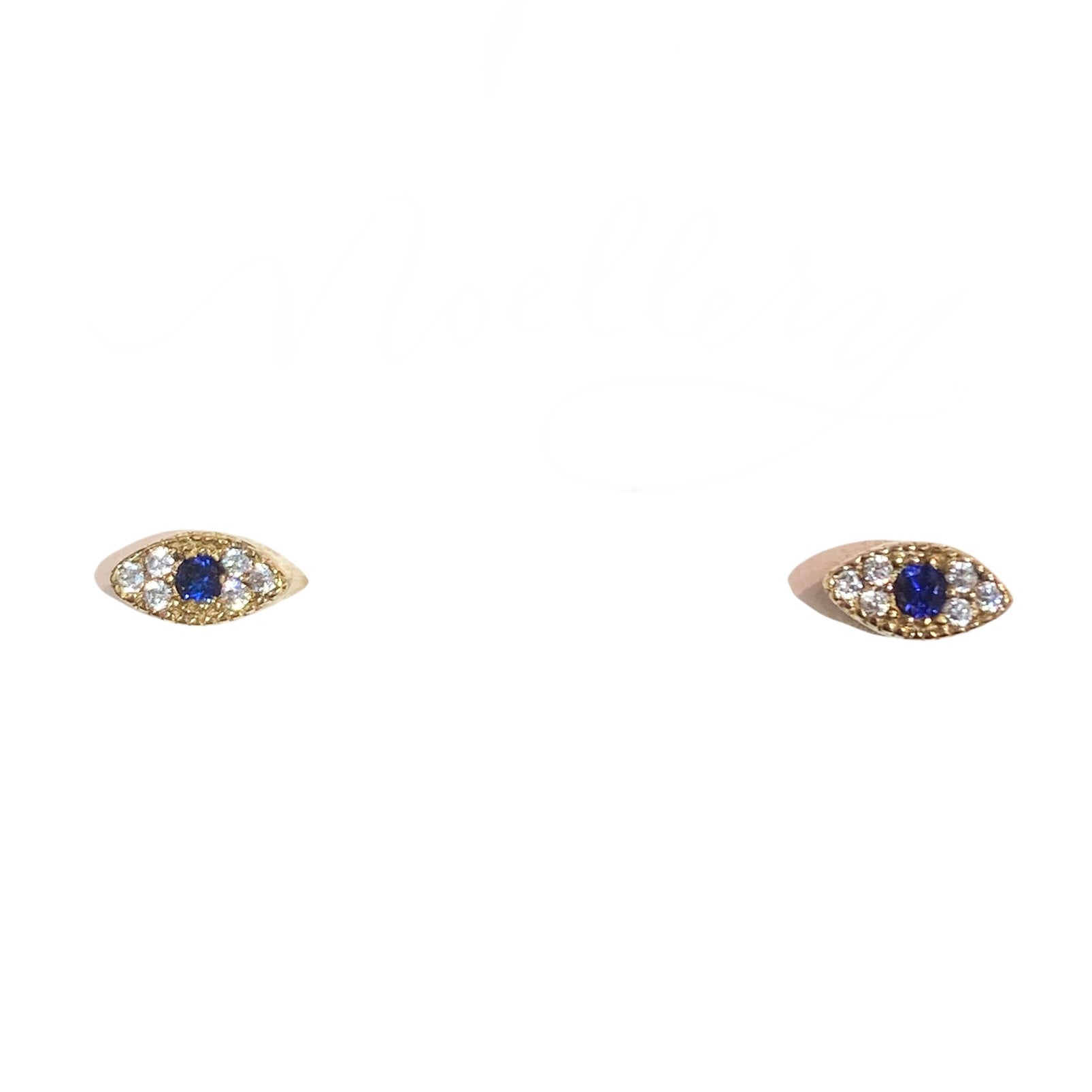 Evil Eye Shaped Sapphire Studs