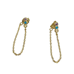 Pastel Bezels Chain Earrings