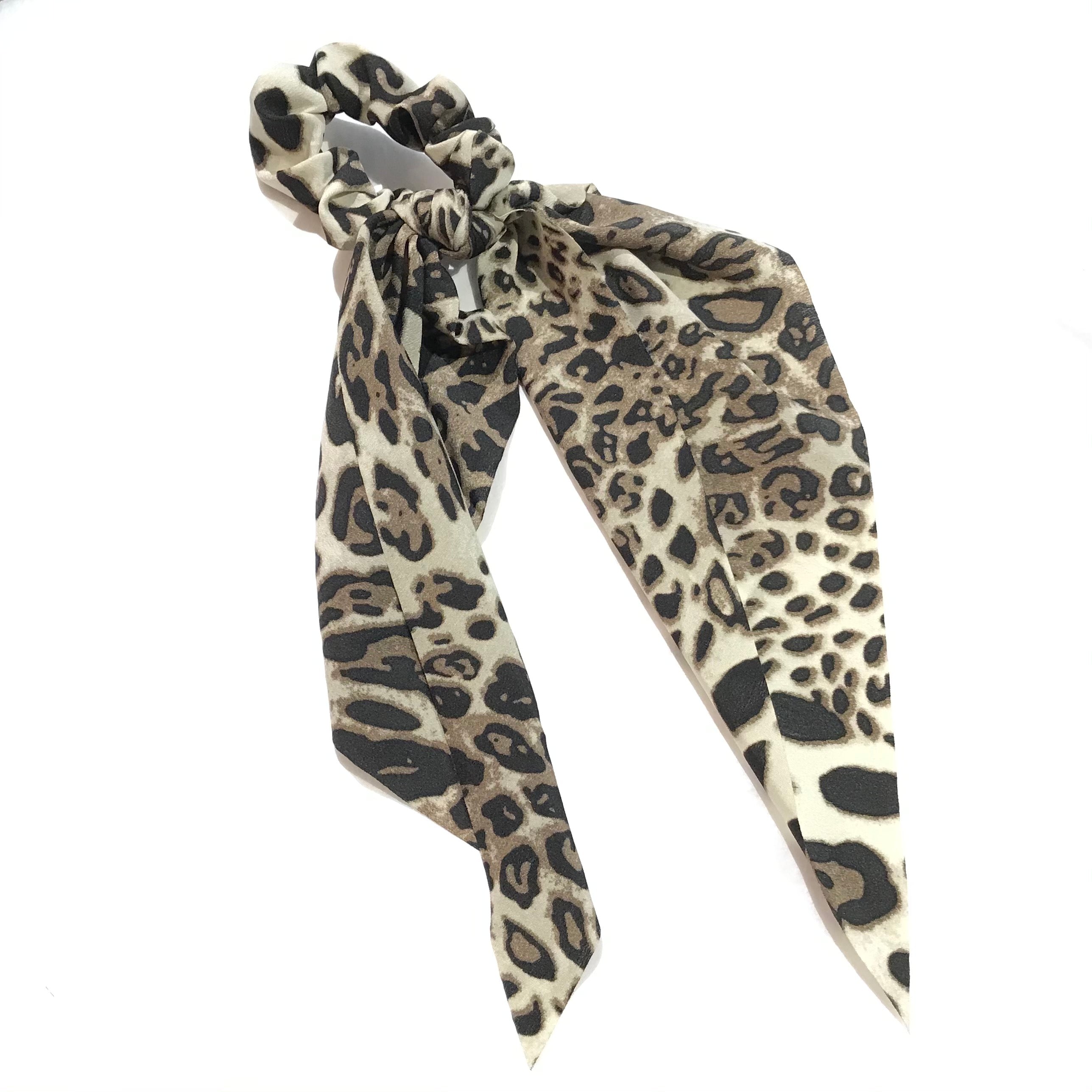 Leopard Hair Scrunchie Scarf Ponytail
