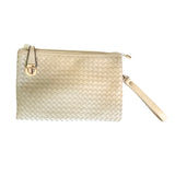 Michelle Buckle Basket Woven Clutch Crossbody Handbag