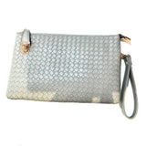 Michelle Buckle Basket Woven Clutch Crossbody Handbag