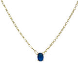 Oval Birthstone Mixed Chain Necklace