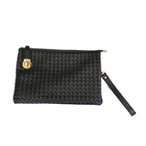 Michelle Buckle Basket Woven Clutch Crossbody Handbag