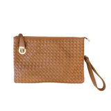Michelle Buckle Basket Woven Clutch Crossbody Handbag